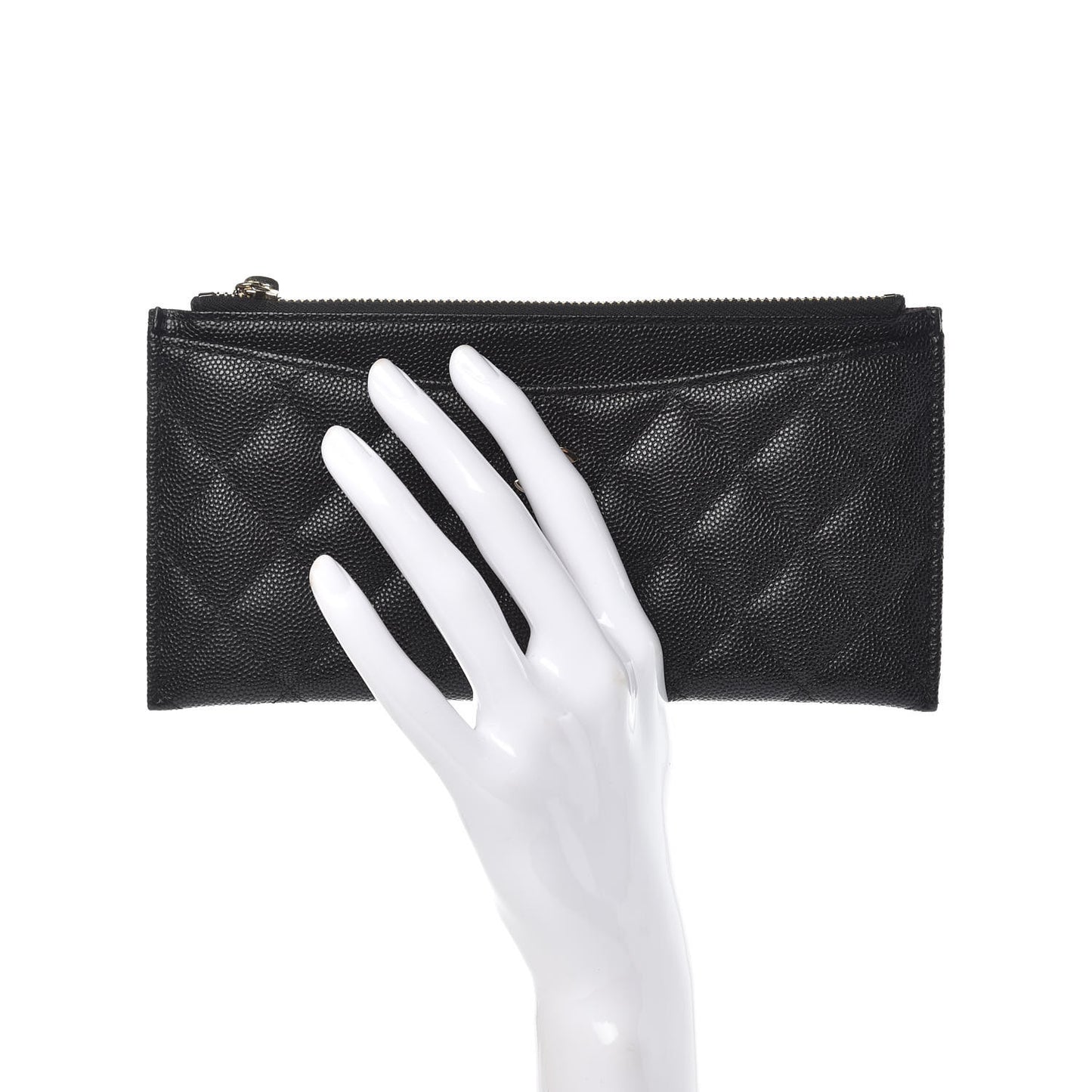 Caviar Quilted Classic Zip Pouch Black