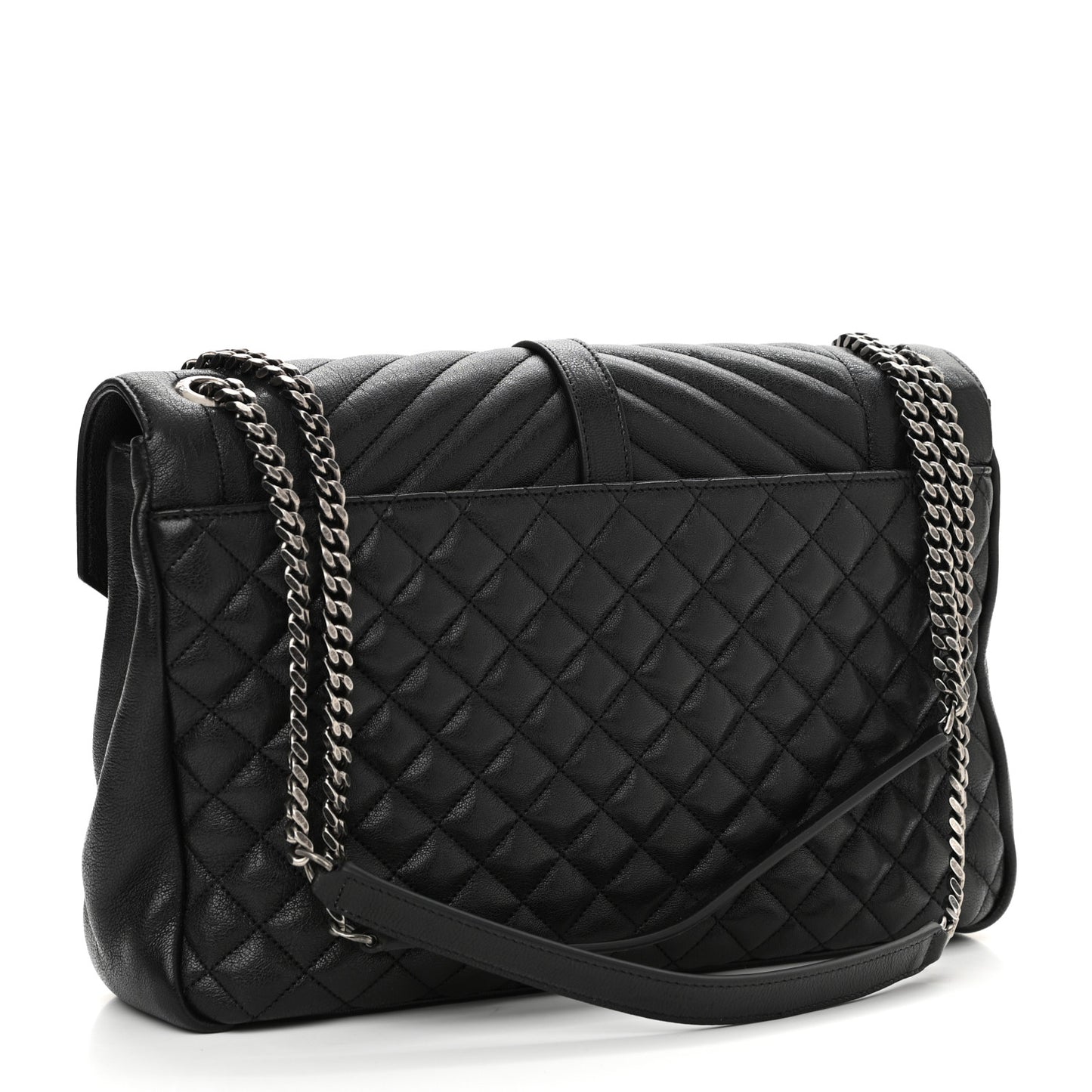 Calfskin Mixed Matelasse Triquilt Large Monogram Satchel Black
