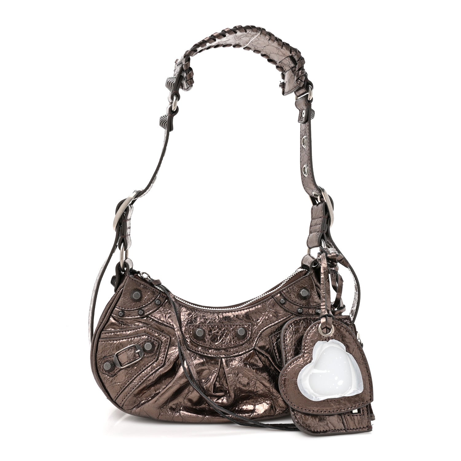 Balenciaga Metallic Agneau Arena Le Cagole Shoulder Bag XS Dark
