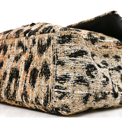Chanel Tweed Mixed Fibers Leopard Print Souplissimo Maxi Flap Brown Black White 10 of 10