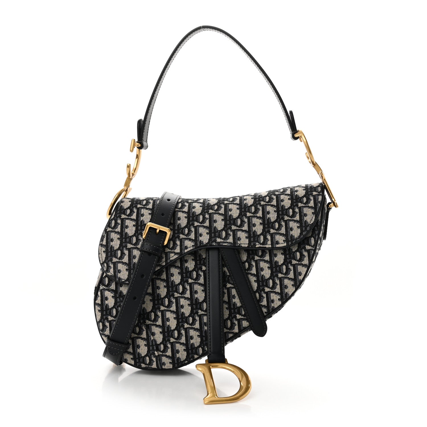 Christian Dior Oblique Saddle Bag With Strap Blue 1 of 11