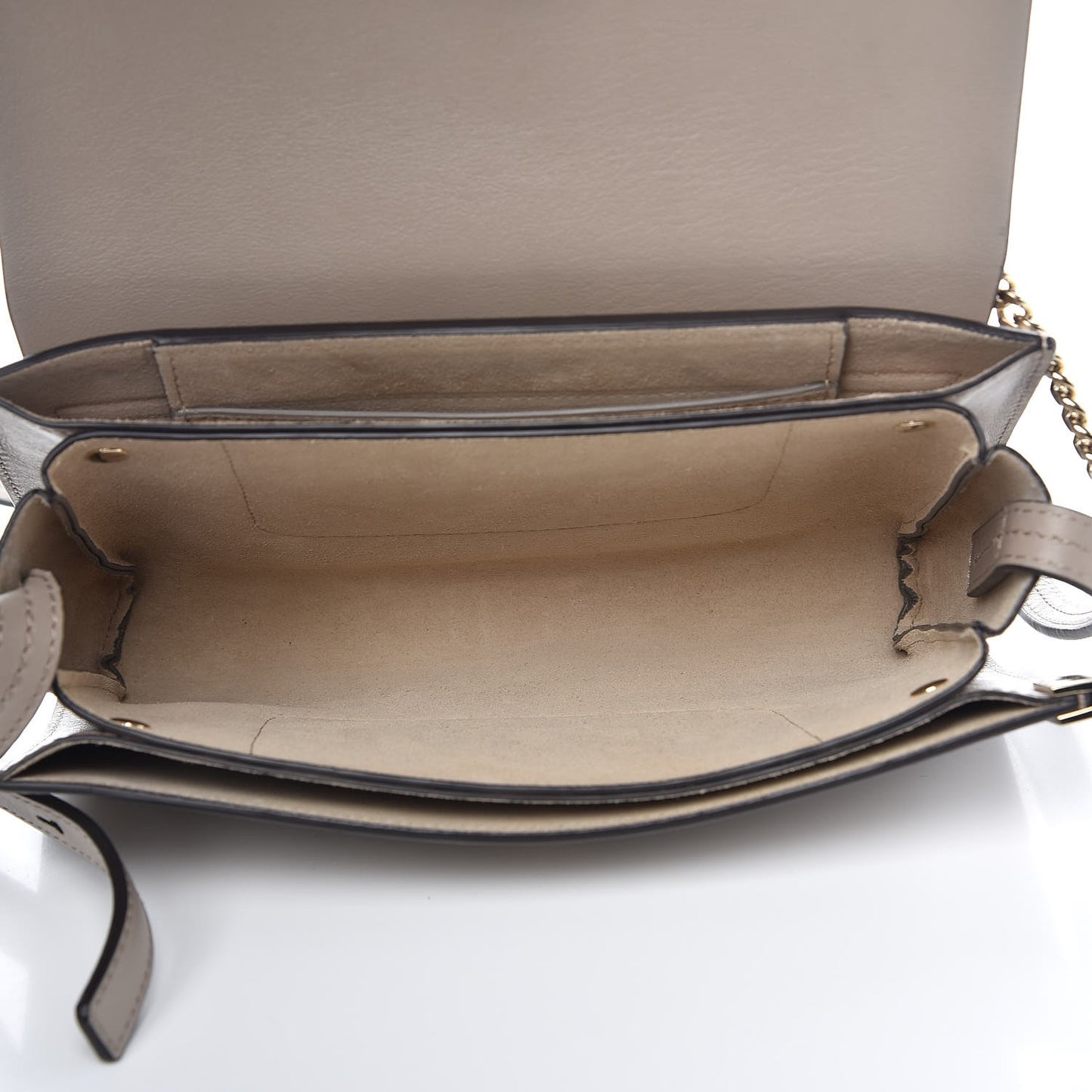 Suede Calfskin Small Faye Shoulder Bag Motty Grey