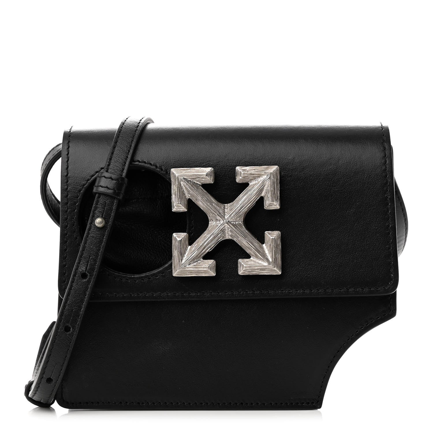 Off-White Calfskin Jitney 0.7 Meteor Bag Black 1 of 9