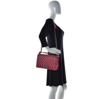 Chanel Distressed Patent Calfskin Quilted New Medium Boy Flap Pink 2 of 18