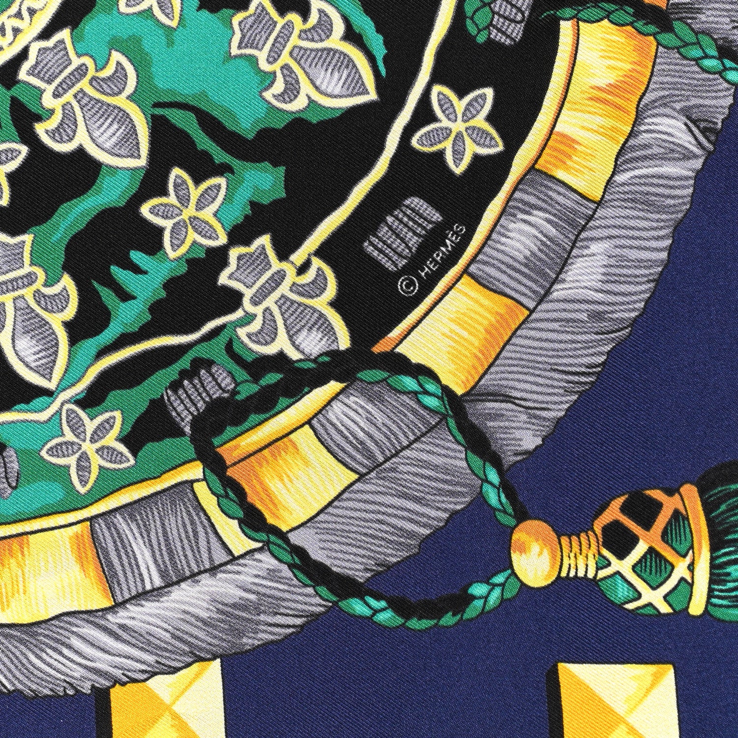 Hermes Silk Les Cles Maxi Twilly Curry Vert D'Eau Marine 3 of 4