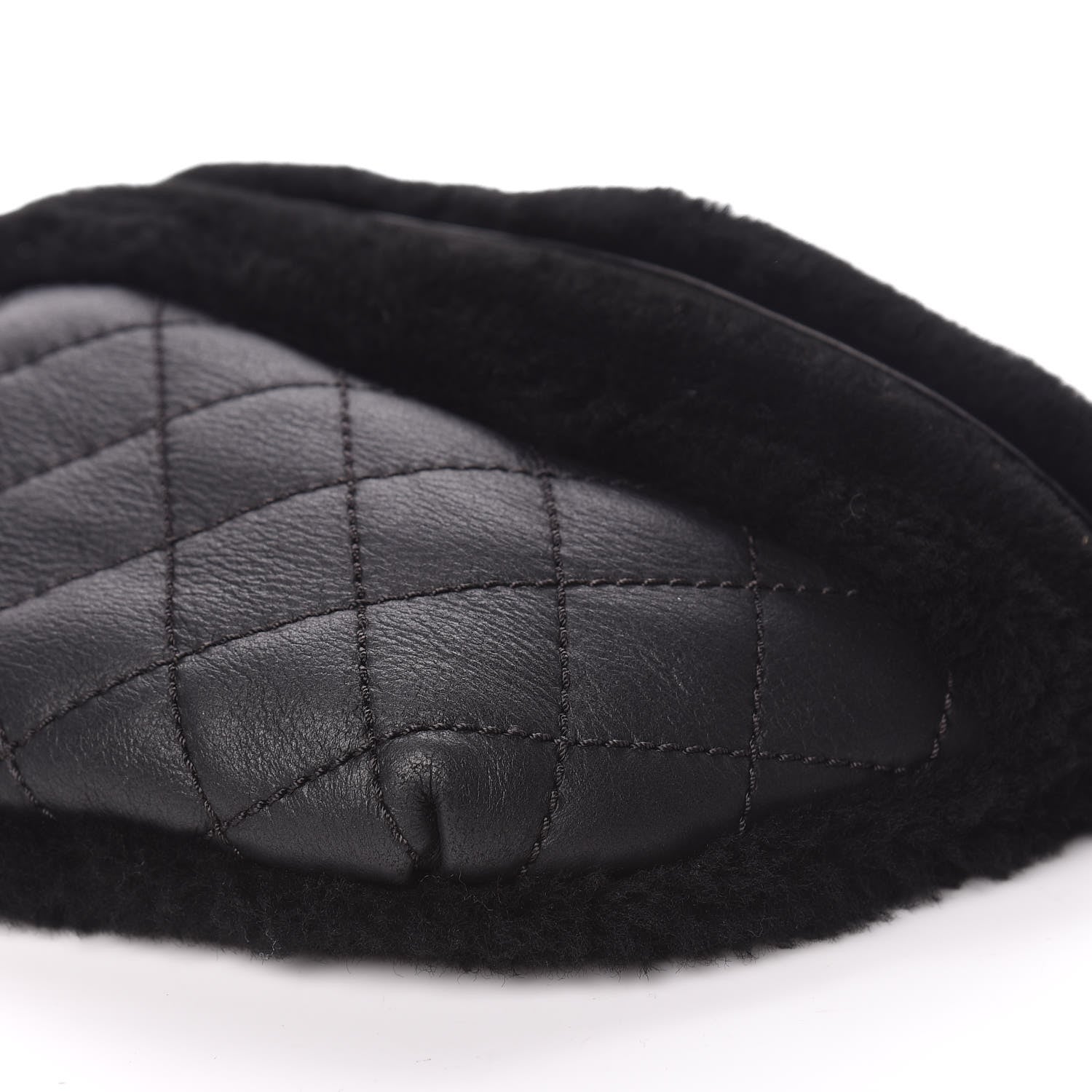 Chanel Calfskin Fur Quilted Waist Bag Fanny Pack Black 6 of 11