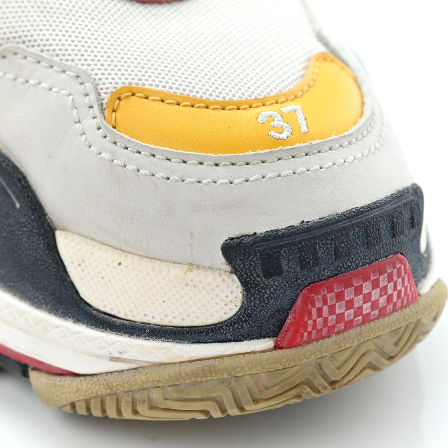Mesh Nubuck Womens Triple S Sneakers 37 White Gris Jaune Rose