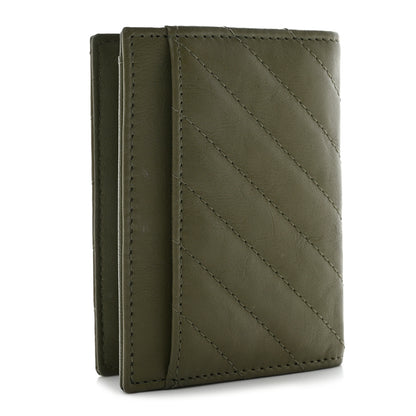 Chanel Calfskin Chevron Quilted Card Holder Wallet Khaki 3 of 9