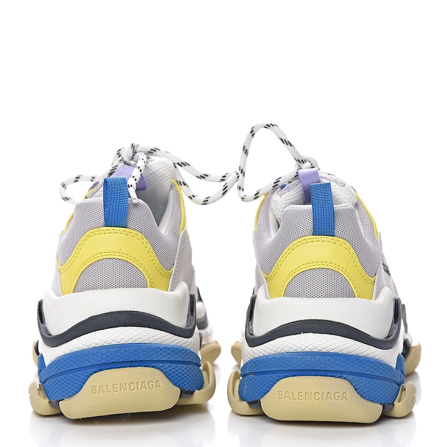 Fabric Mesh Womens Triple S Sneakers 38 White Purple Yellow