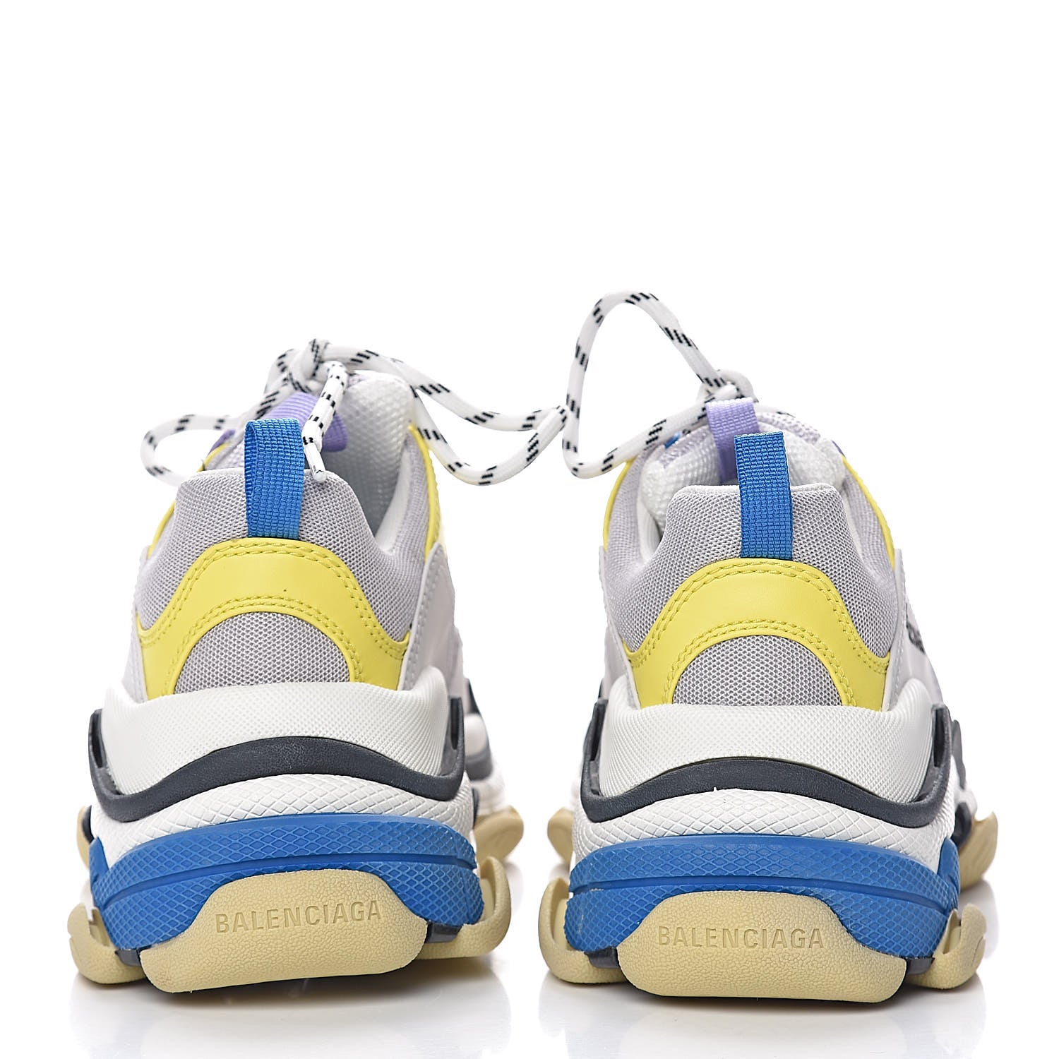 Balenciaga Fabric Mesh Womens Triple S Sneakers 38 White Purple Yellow 8 of 9