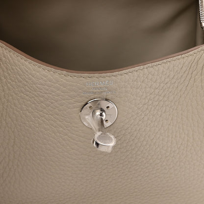Hermes Taurillon Clemence Mini Lindy 20 Beton 6 of 12