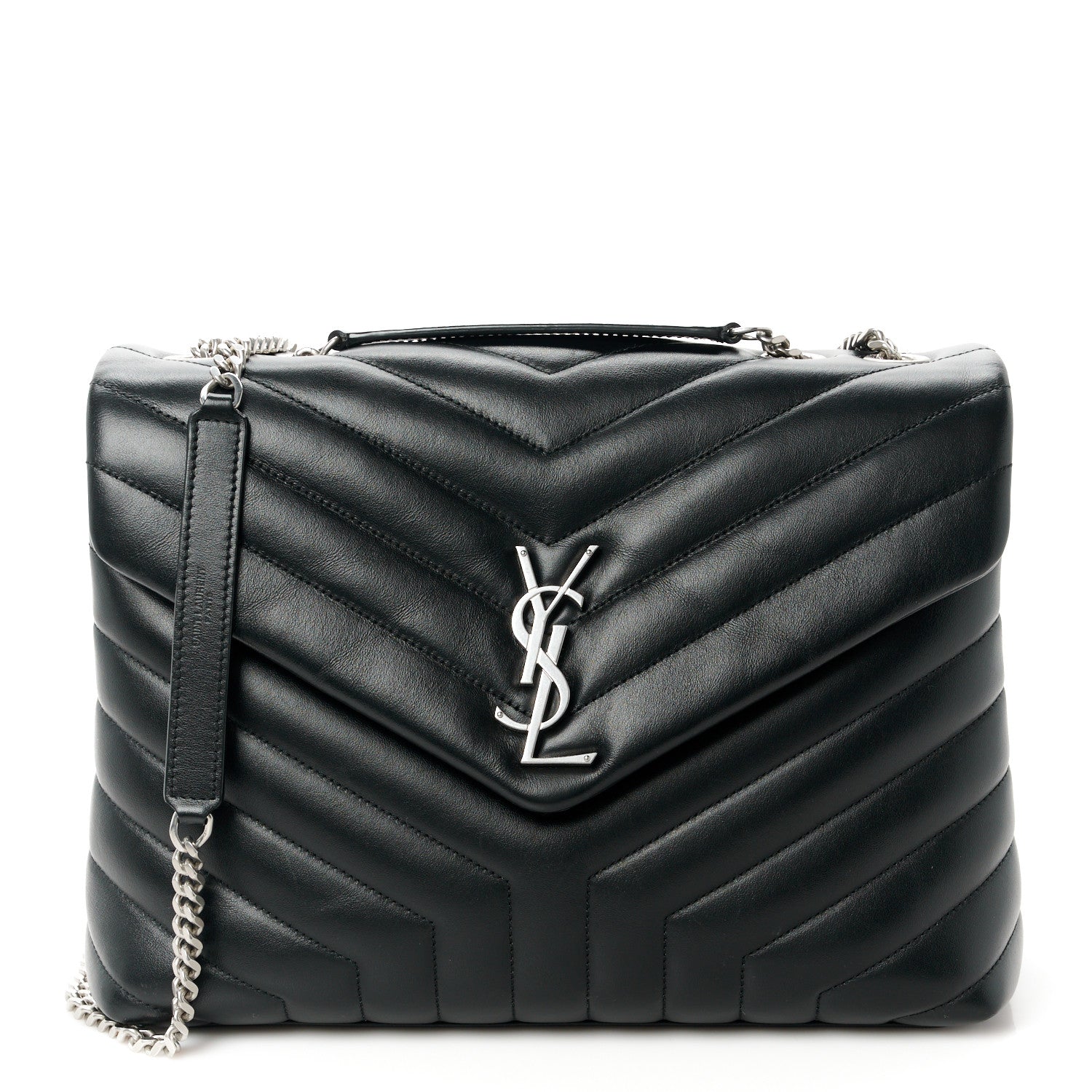 Saint Laurent Calfskin Y Quilted Monogram Medium Loulou Chain Satchel Black 1 of 11