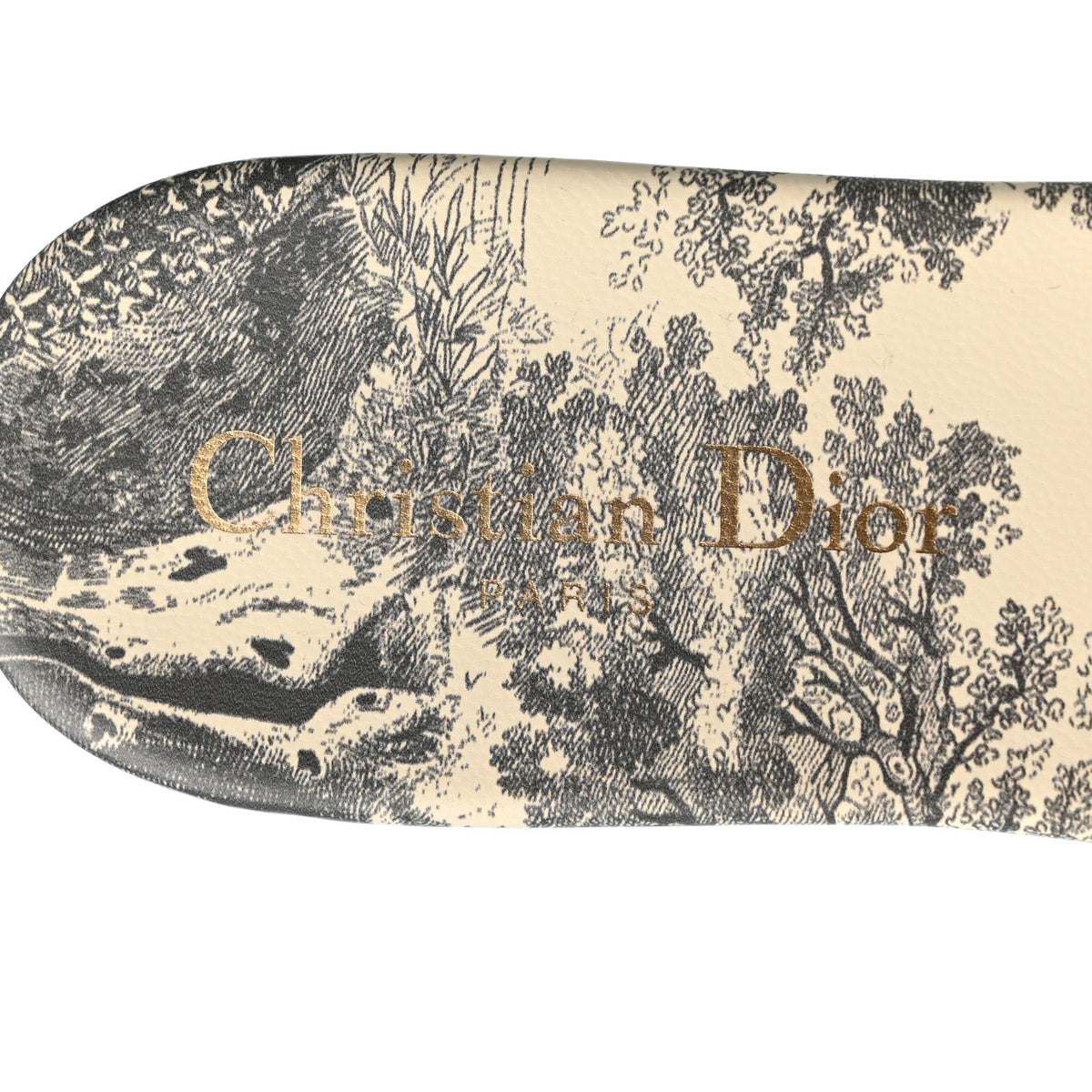 Christian Dior Canvas Toile De Jouy Embroidered Dway Flat Slide Sandals 37.5 Light Grey 9 of 10