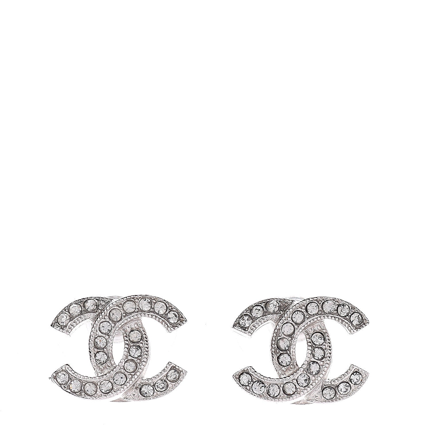 Chanel Crystal Mini Timeless CC Earrings Silver 1 of 4