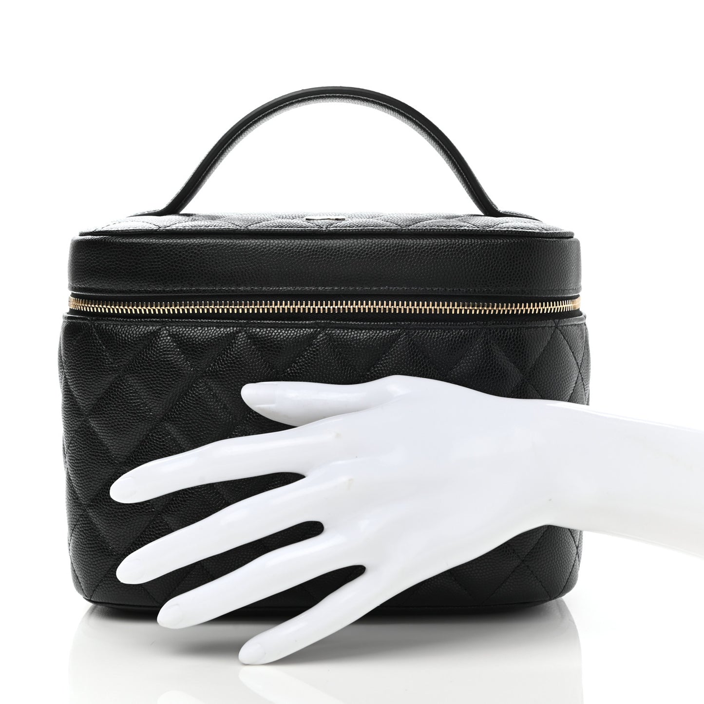 Caviar Quilted Large Vanity Pouch Black