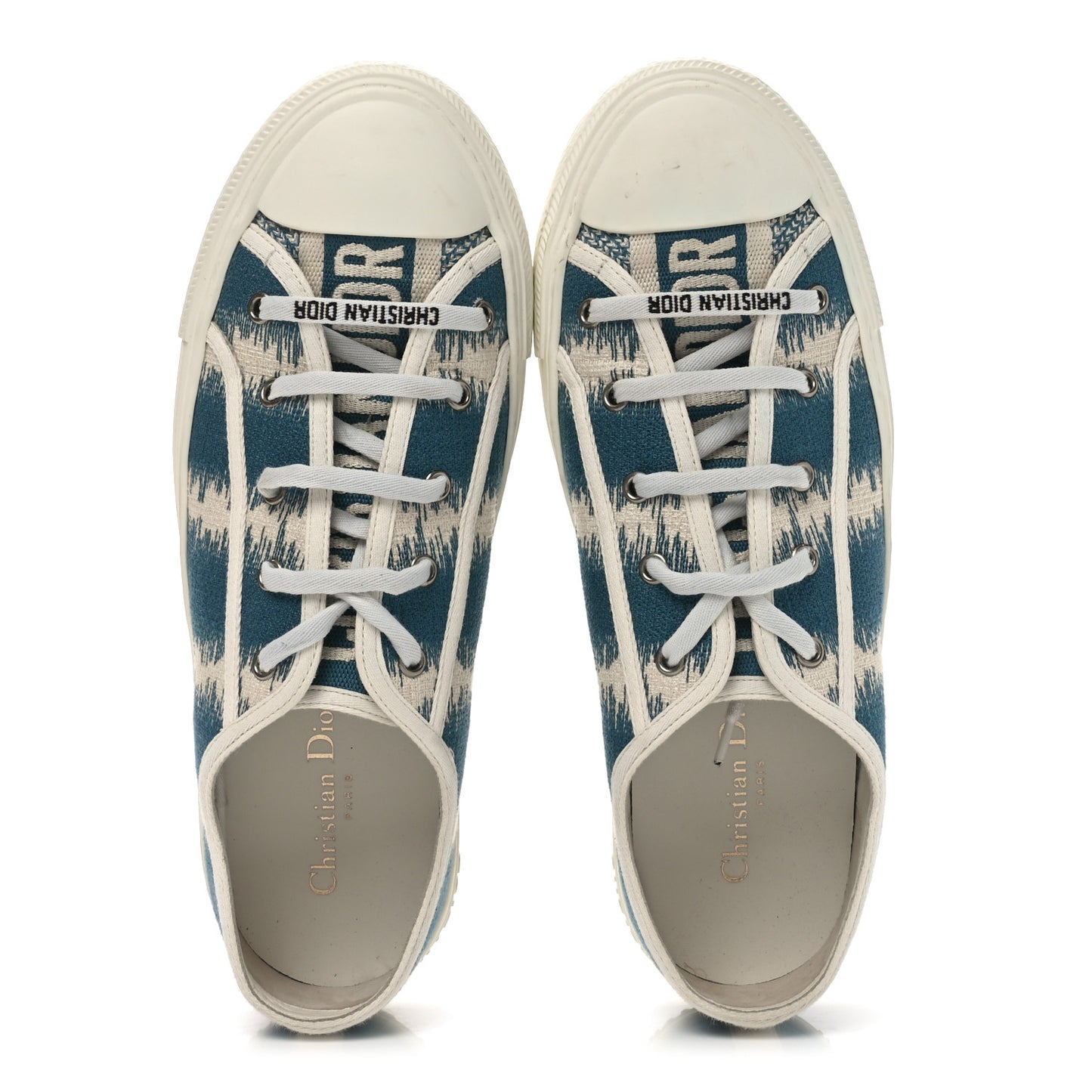 Cotton D-Stripes Walk'N'Dior Low Top Sneakers 42 Deep Ocean
