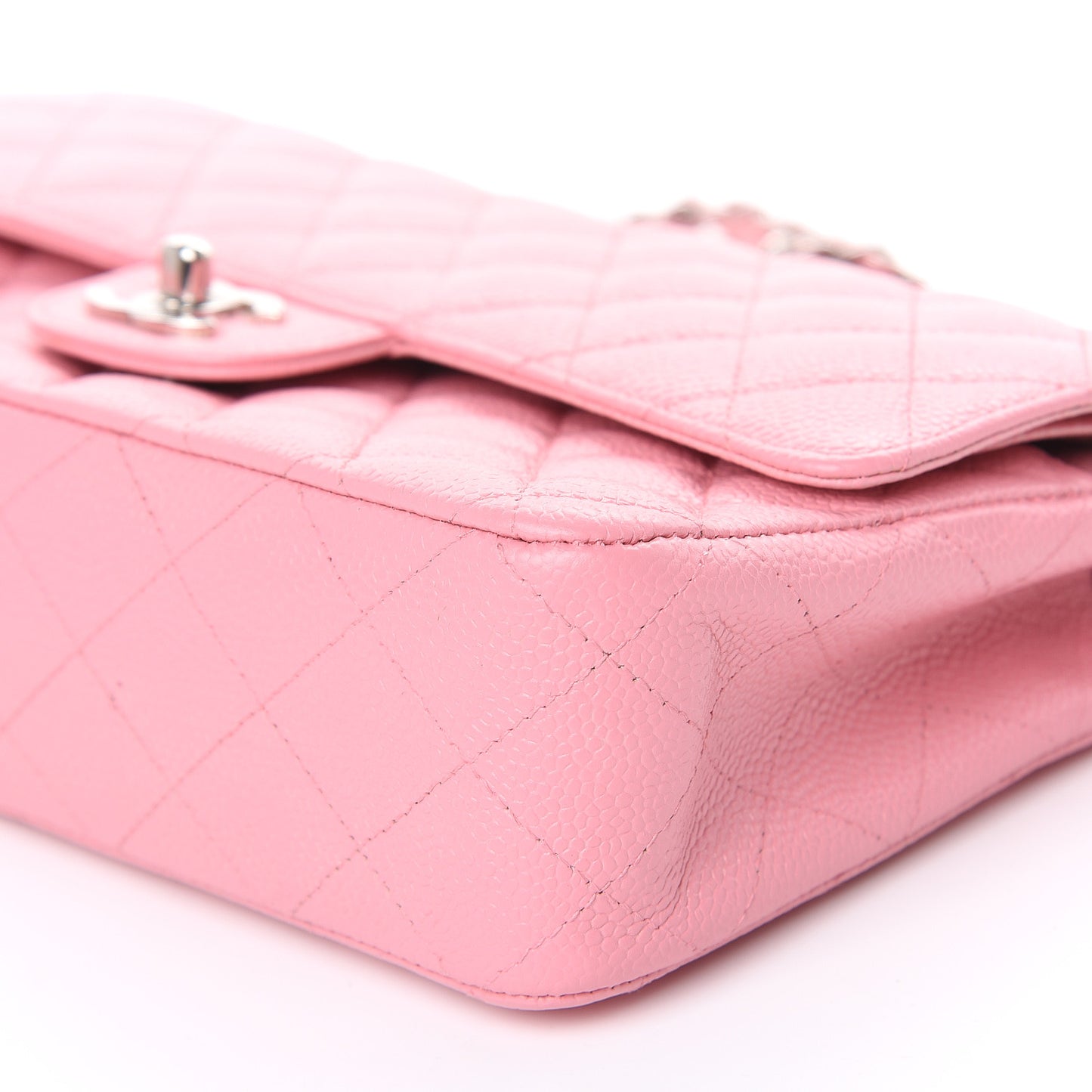 Caviar Quilted Medium Double Flap Pink