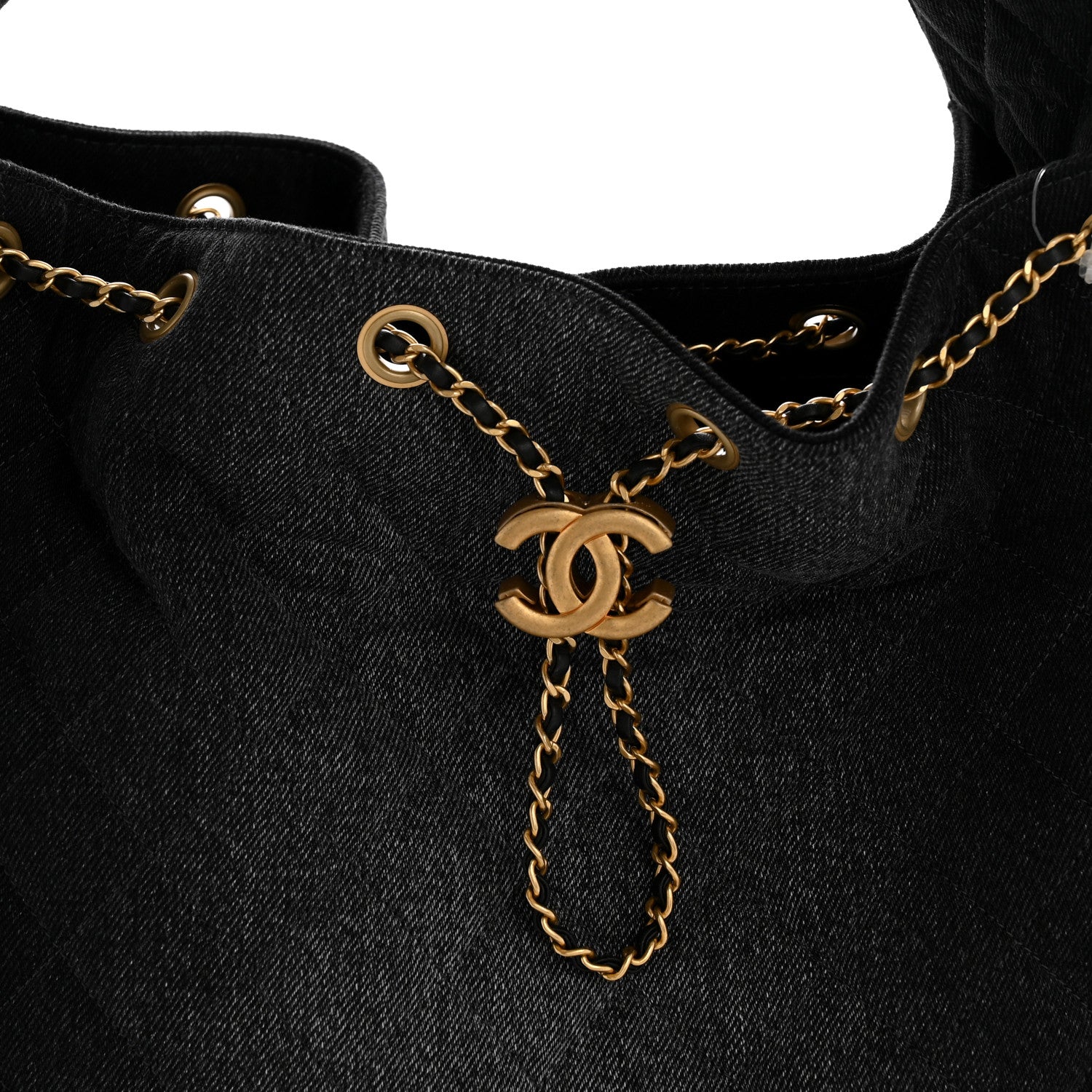 Chanel Washed Denim Quilted Medium Chanel 25 Handbag Black 9 of 12