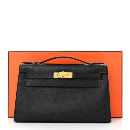 Hermes Ostrich Kelly Pochette Black 11 of 11