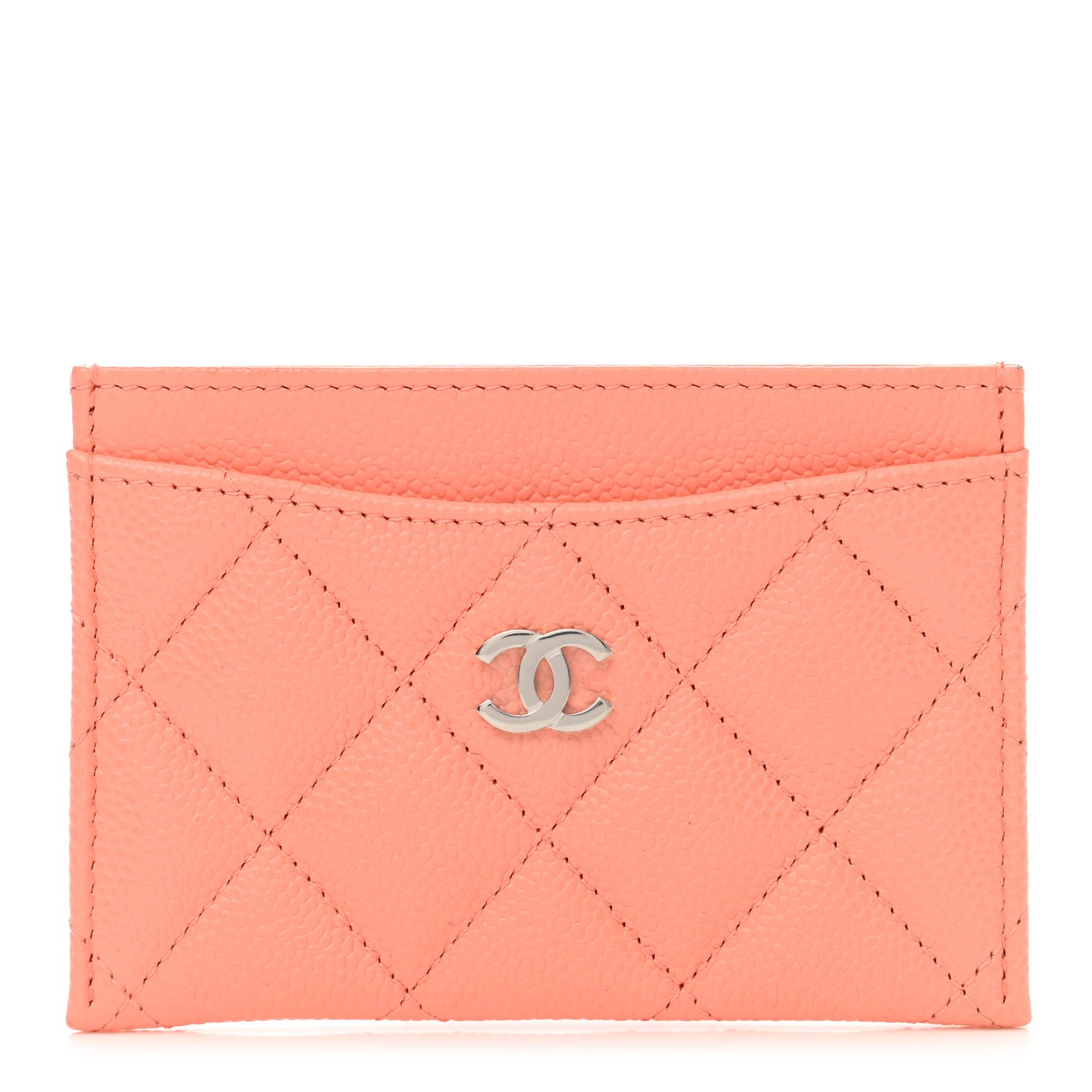 Chanel Caviar Quilted Card Holder Coral 1 of 9