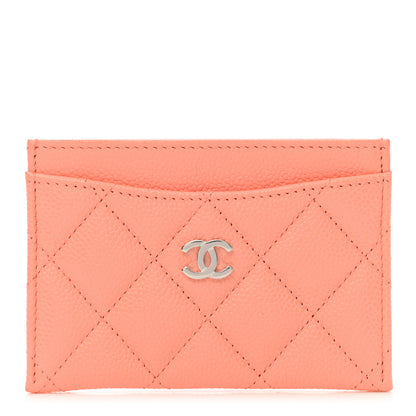 Chanel Caviar Quilted Card Holder Coral 1 of 9
