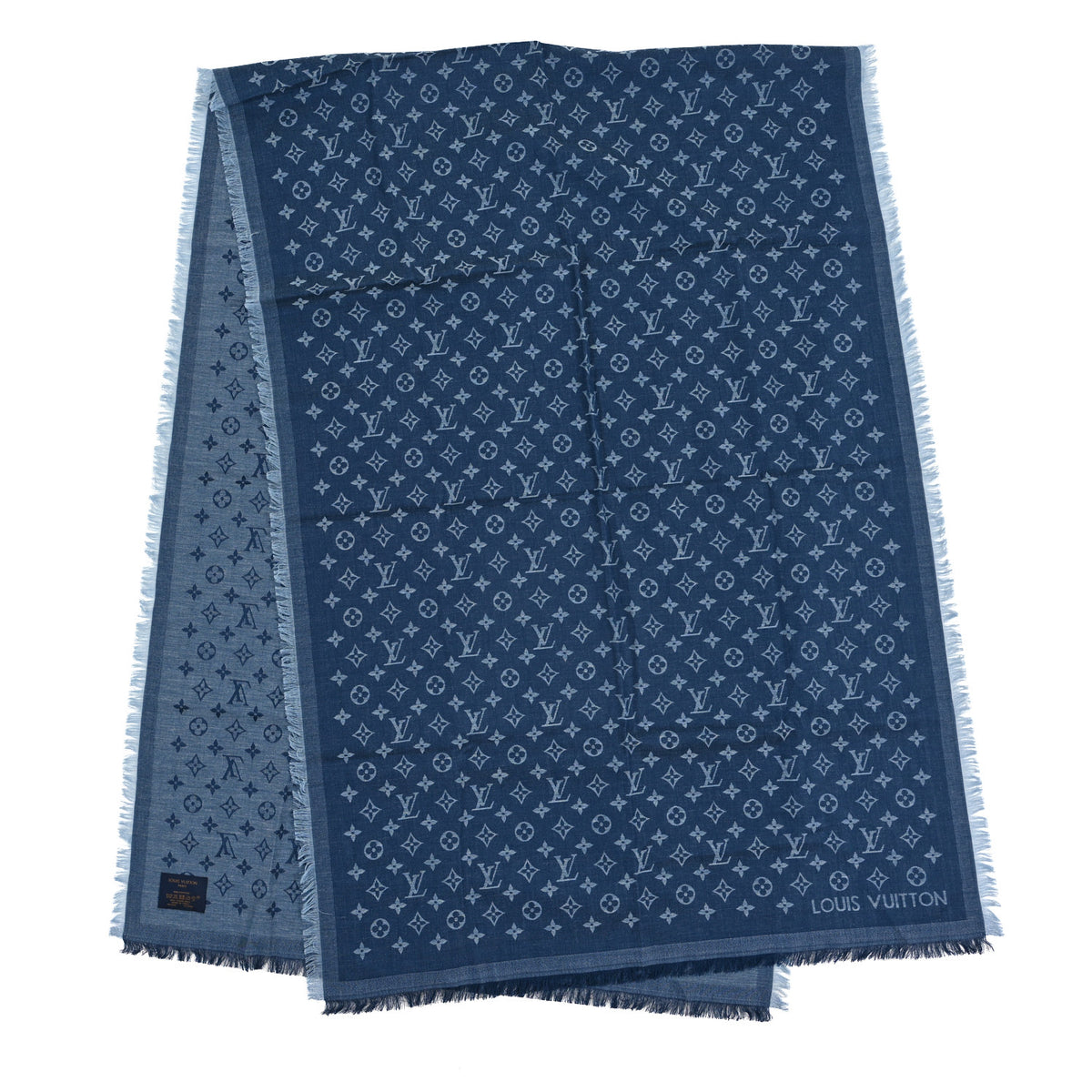 Cotton Monogram Essential Stole Blue