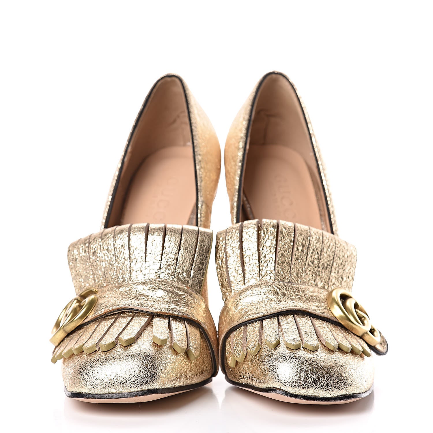 Gucci Galassia GG Marmont Fringe 105mm Loafer Pumps 37 Platino 2 of 12