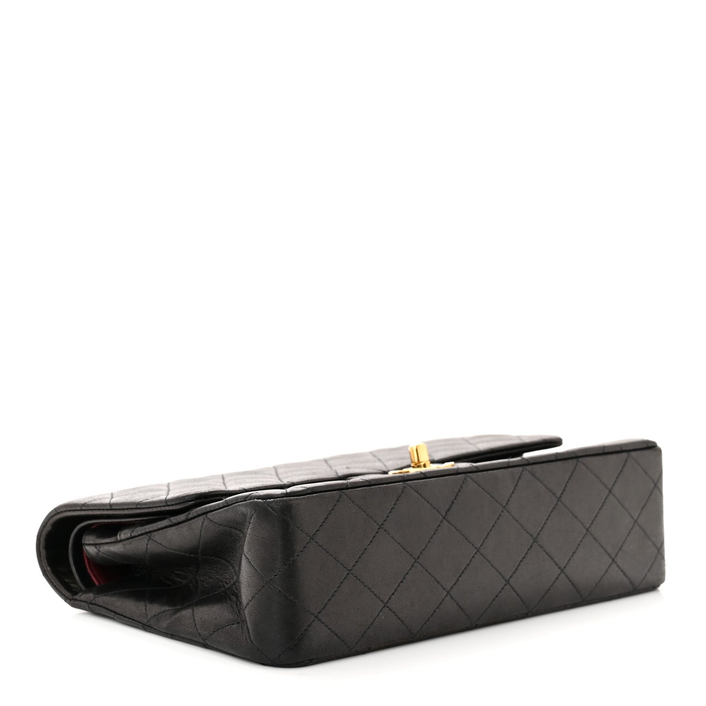 Lambskin Quilted Medium Double Flap Black