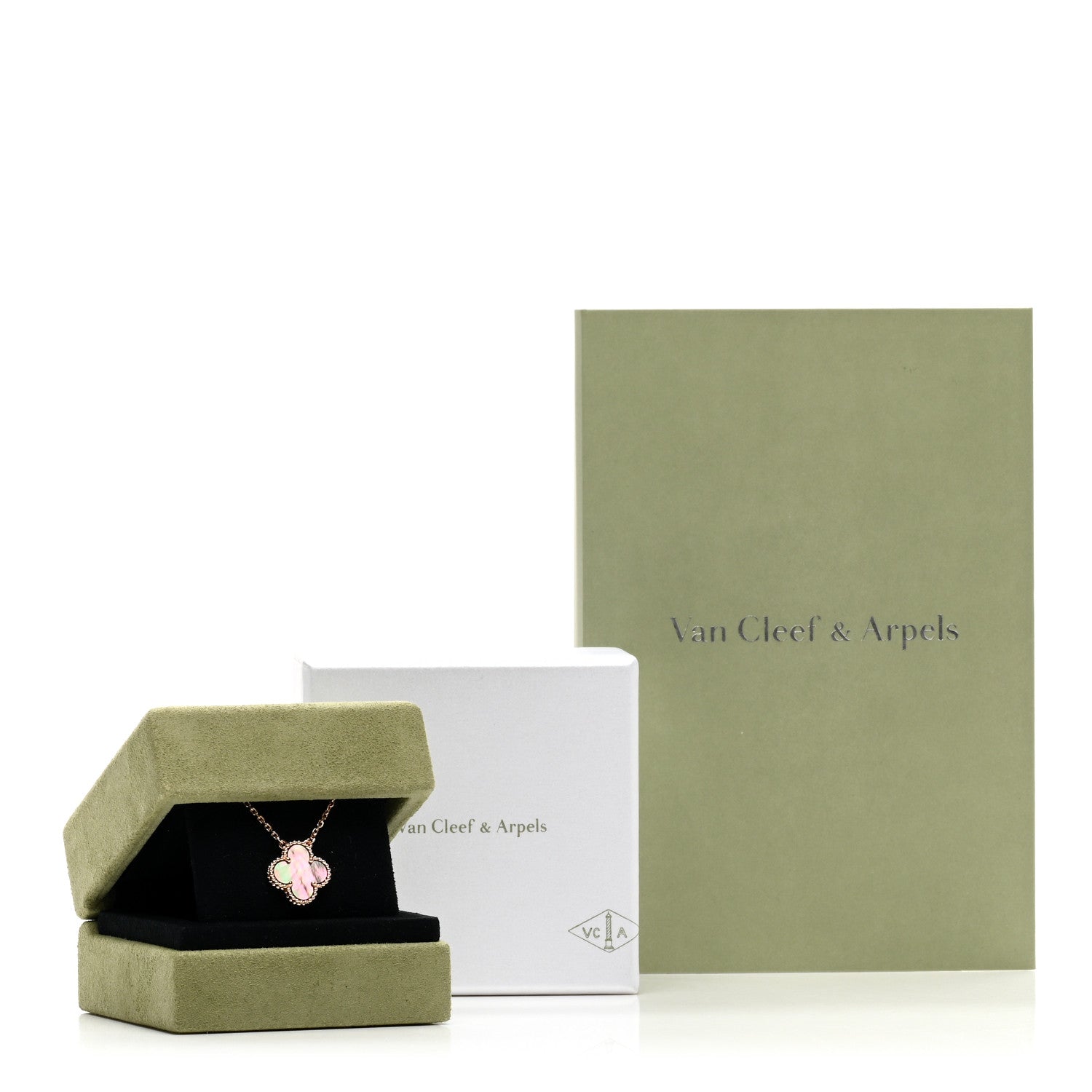 Van Cleef & Arpels 18K Rose Gold Gray Mother of Pearl Vintage Alhambra Pendant Necklace 6 of 6