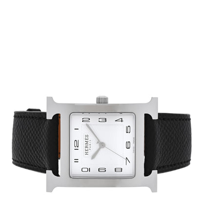 Hermes Stainless Steel Epsom 30.5mm Heure H Hour Quartz Watch Noir 2 of 5