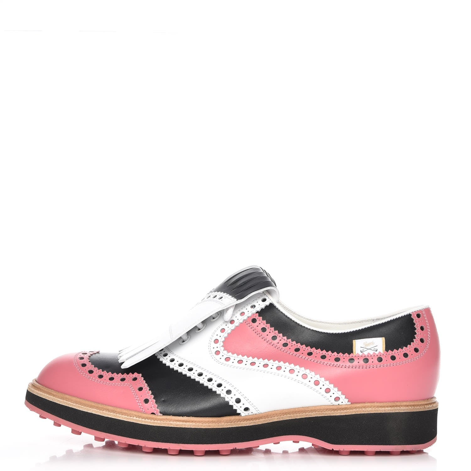 Gucci Calfskin Colorblock Brogue Fringe Golf Oxfords 41 Blush 1 of 10