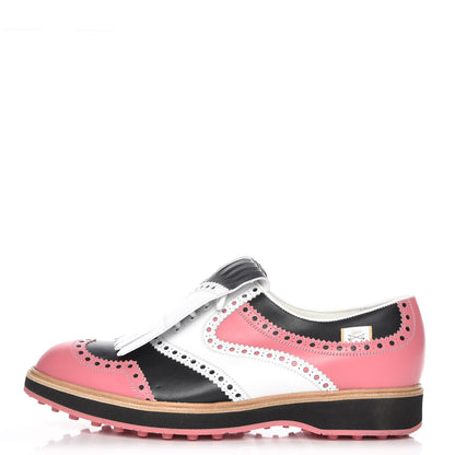 Gucci Calfskin Colorblock Brogue Fringe Golf Oxfords 41 Blush 1 of 10