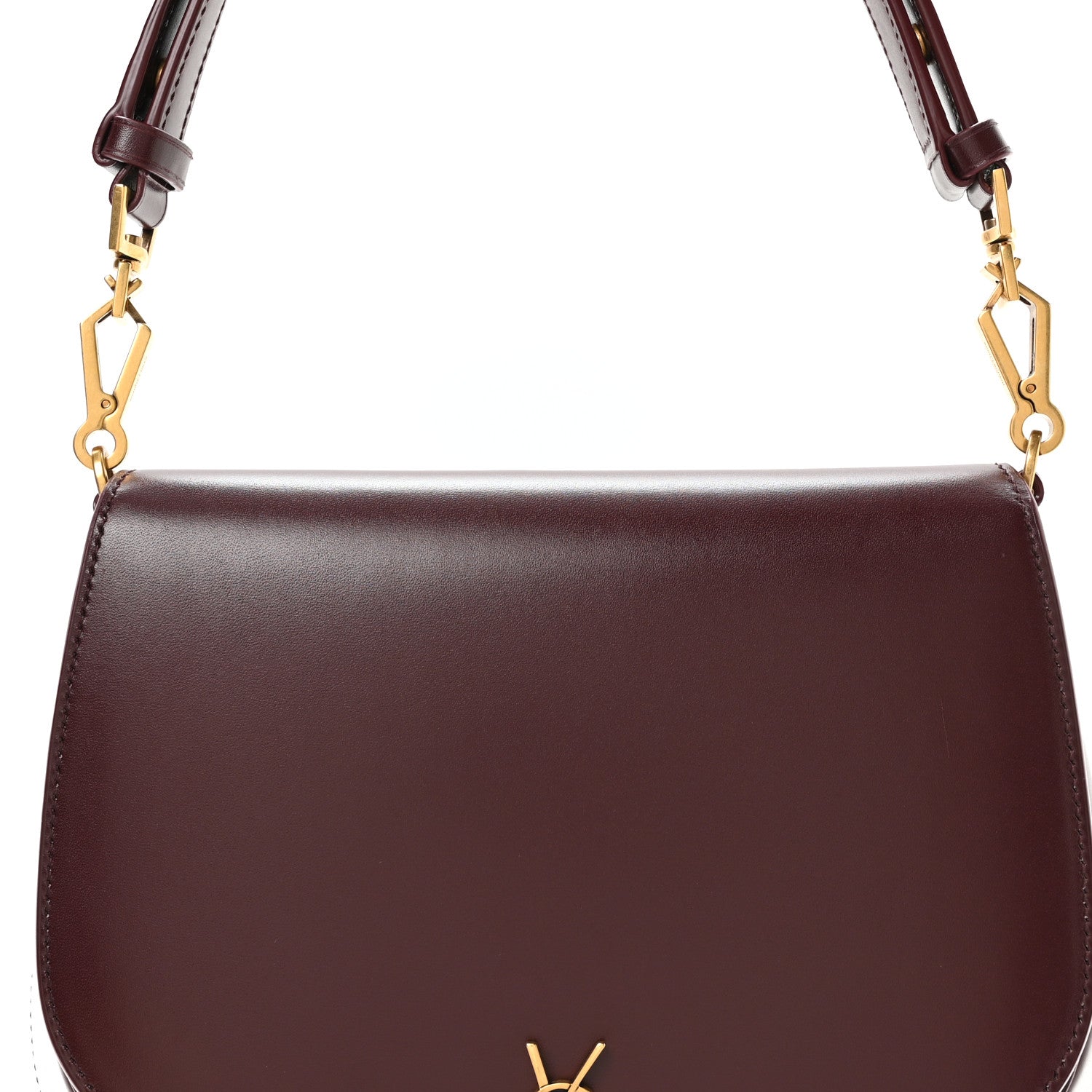 Saint Laurent Box Calfskin Mini Voltaire Top Handle Bag Cabernet 8 of 10