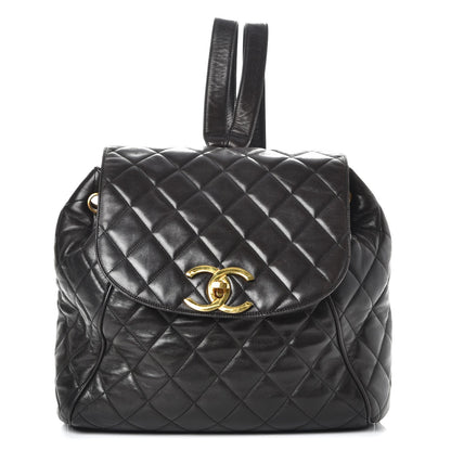 Chanel Lambskin Quilted Drawstring Backpack Black 1 of 7