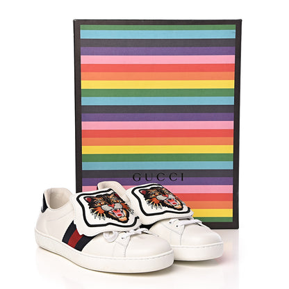 Gucci Calfskin Ayers Web Angry Cat Embroidered Mens Ace Sneakers 6.5 White 12 of 12