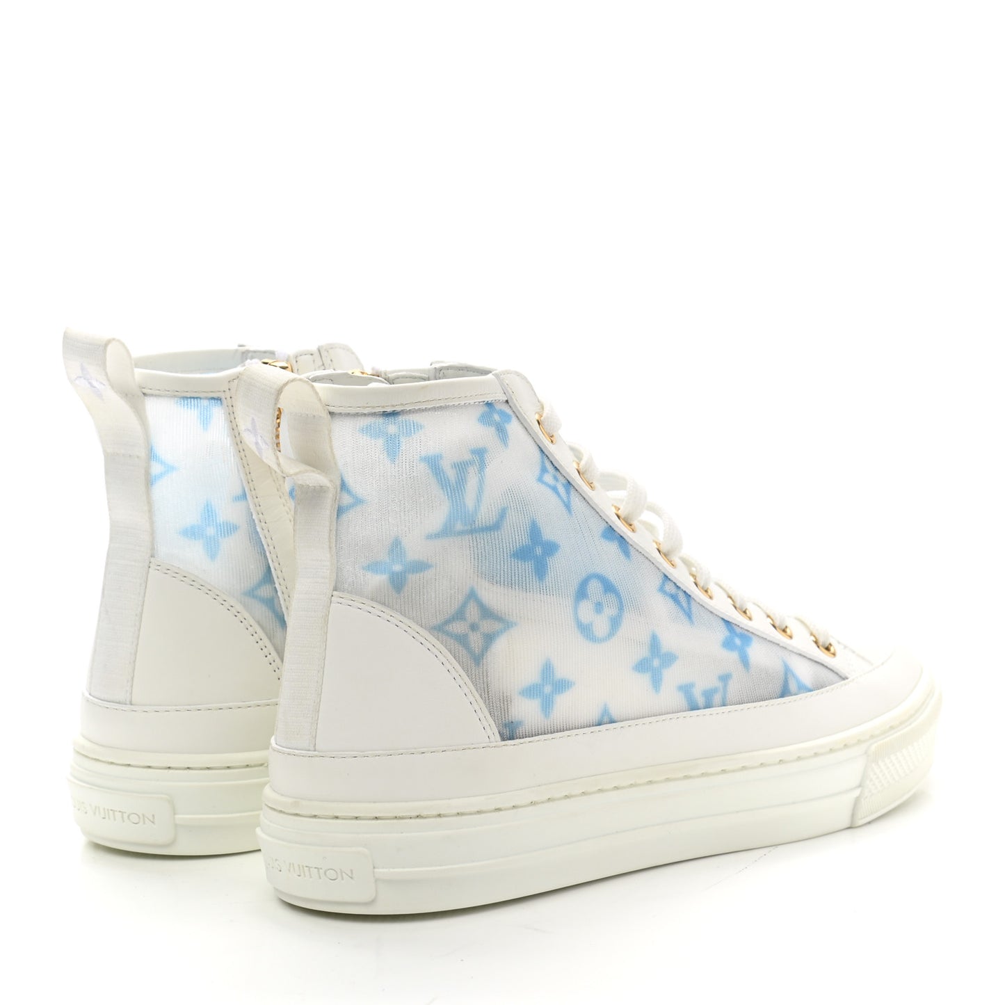 Technical Fabric Calfskin Monogram Printed Stellar Sneaker Boots 35 Blue
