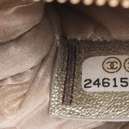 Chanel Metallic Sheepskin Chevron Quilted Small Vintage Mademoiselle Cosmetic Case Light Gold 7 of 8