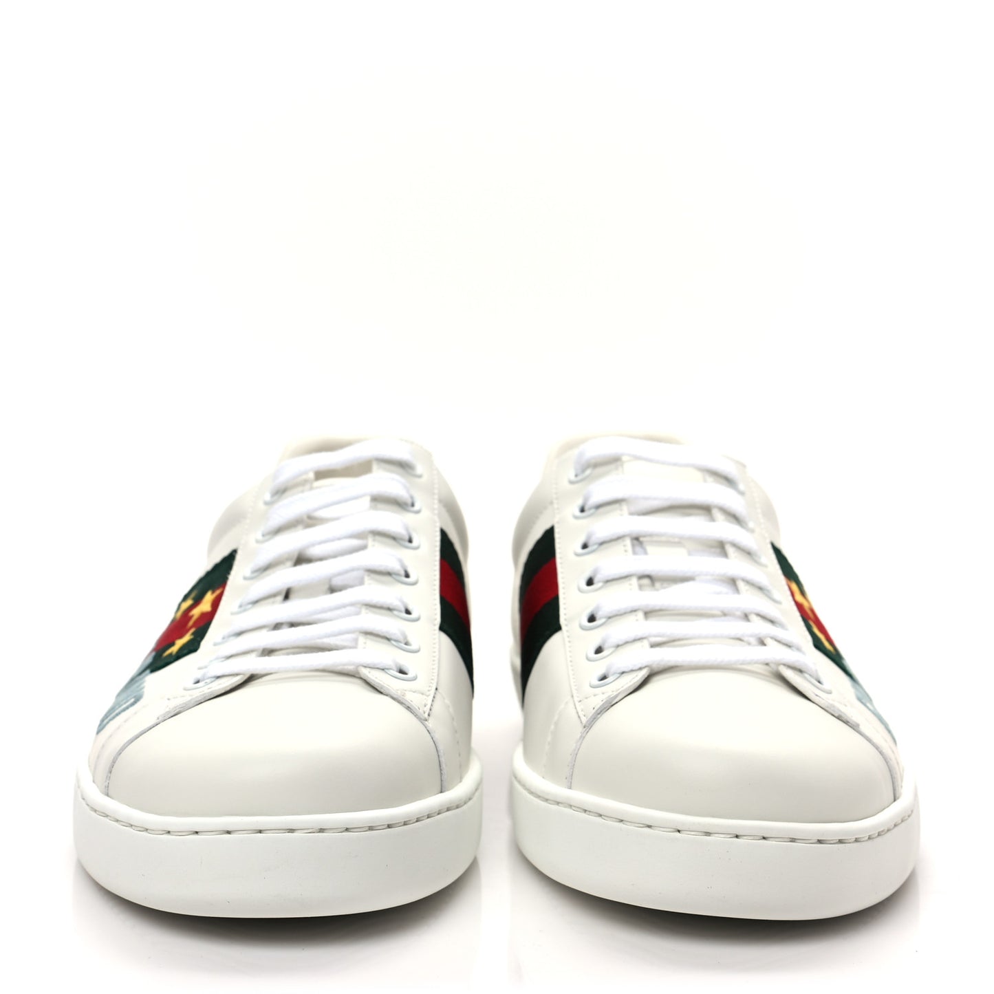 Calfskin Web Mens Gucci Band Ace Sneakers 8.5 White