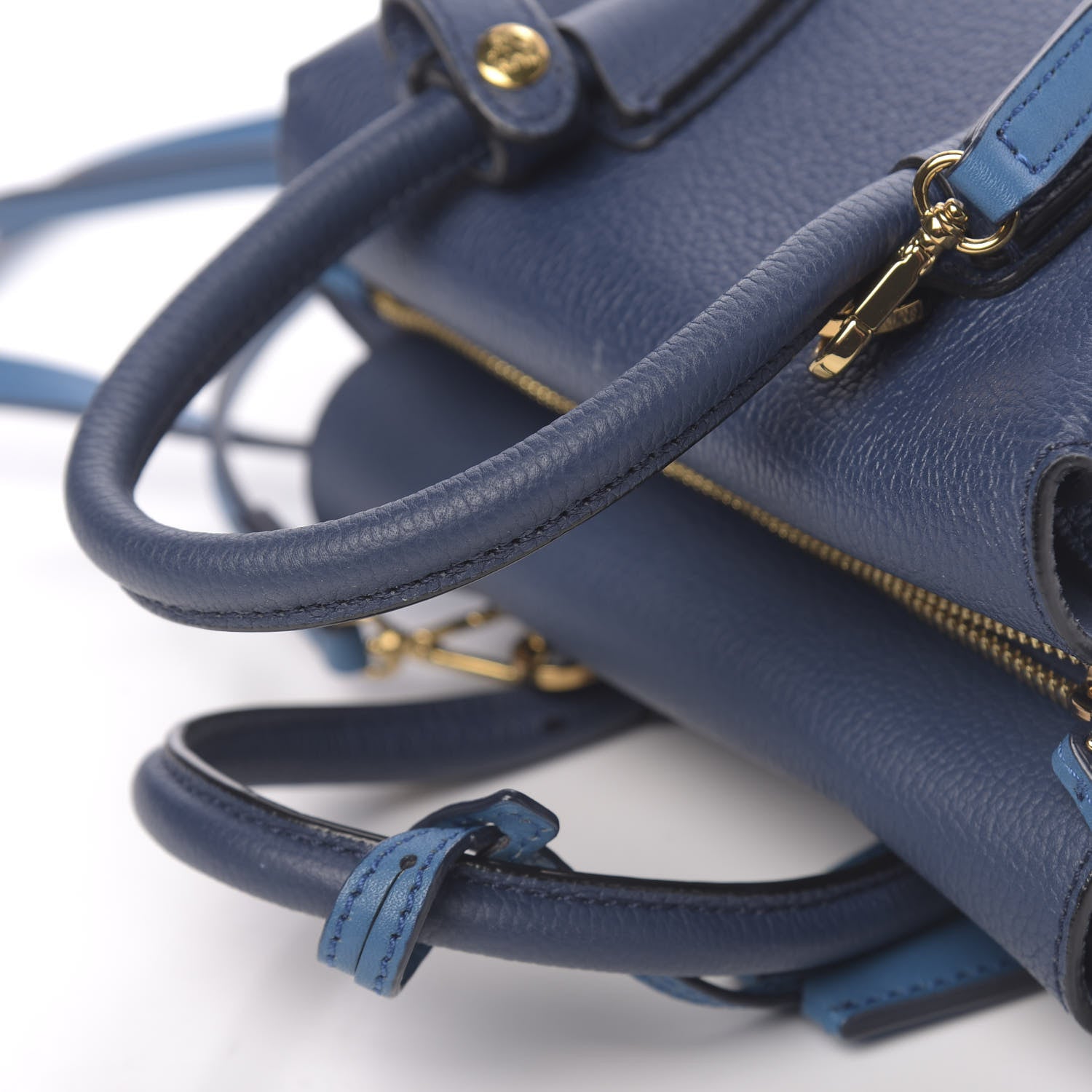 MCM Grained Calfskin Mini Milla Tote Navy 12 of 14