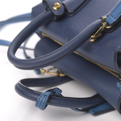 MCM Grained Calfskin Mini Milla Tote Navy 12 of 14