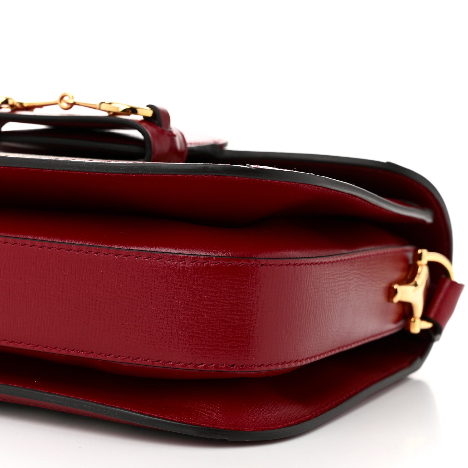Gucci GG Supreme Monogram Azalea Calfskin Horsebit 1955 Shoulder Bag Beige Ebony New Cherry Red 10 of 10