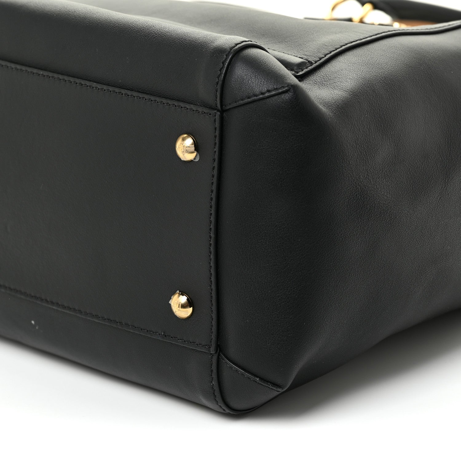 Fendi Vitello Grace King Karligraphy Chain Bucket Bag Black Bisquit 11 of 12