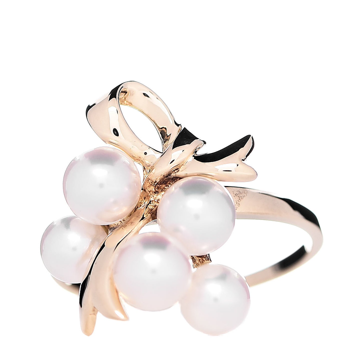 18K Yellow Gold Akoya Pearl 4.5-5mm Ribbon Ring 53 6.25