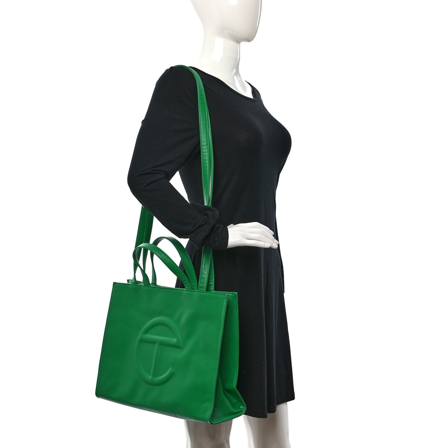 Vegan Leather Medium Shopping Bag Greenscreen