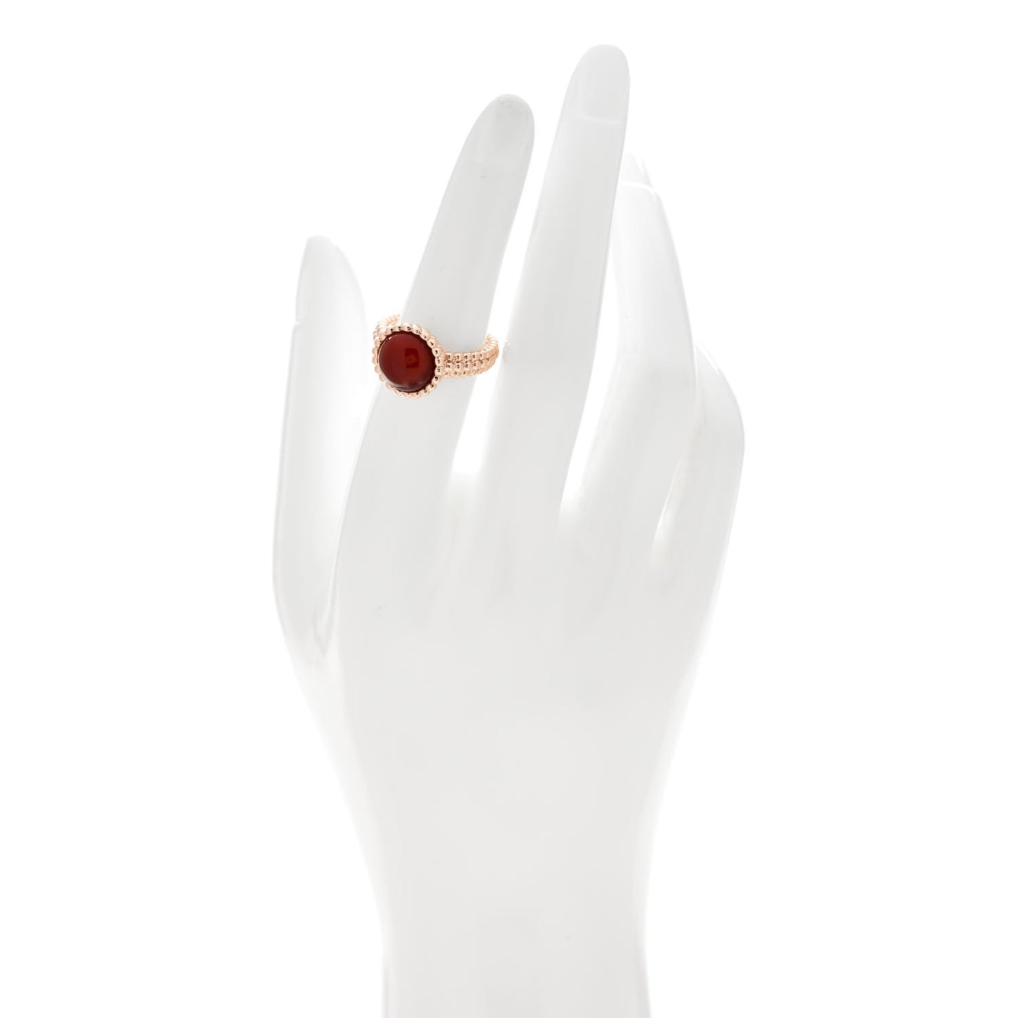 18K Rose Gold Carnelian Perlee Couleurs Ring 52 6