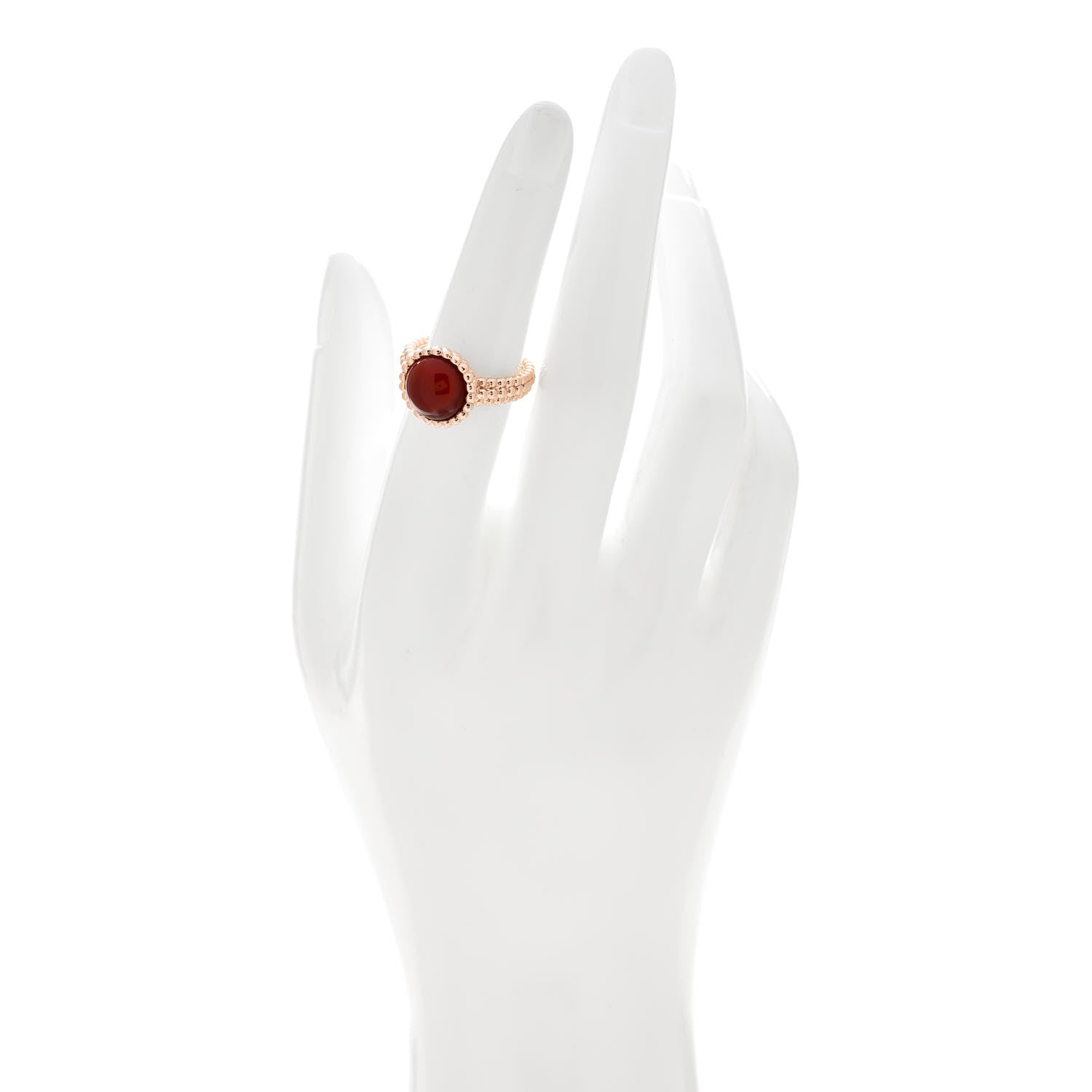 Van Cleef & Arpels 18K Rose Gold Carnelian Perlee Couleurs Ring 52 6 2 of 6