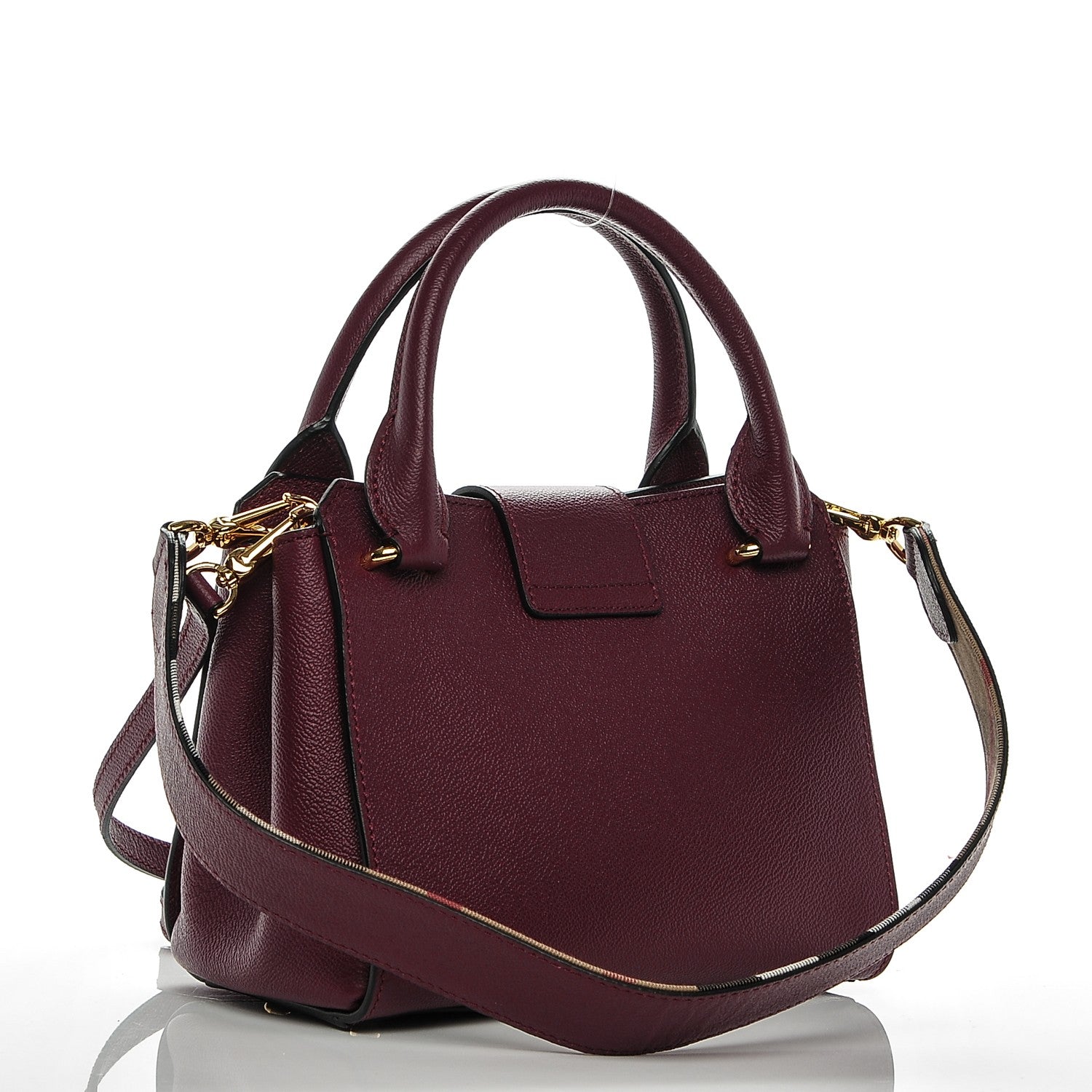 Burberry Soft Grain Calfskin Small Buckle Tote Dark Plum 3 of 7