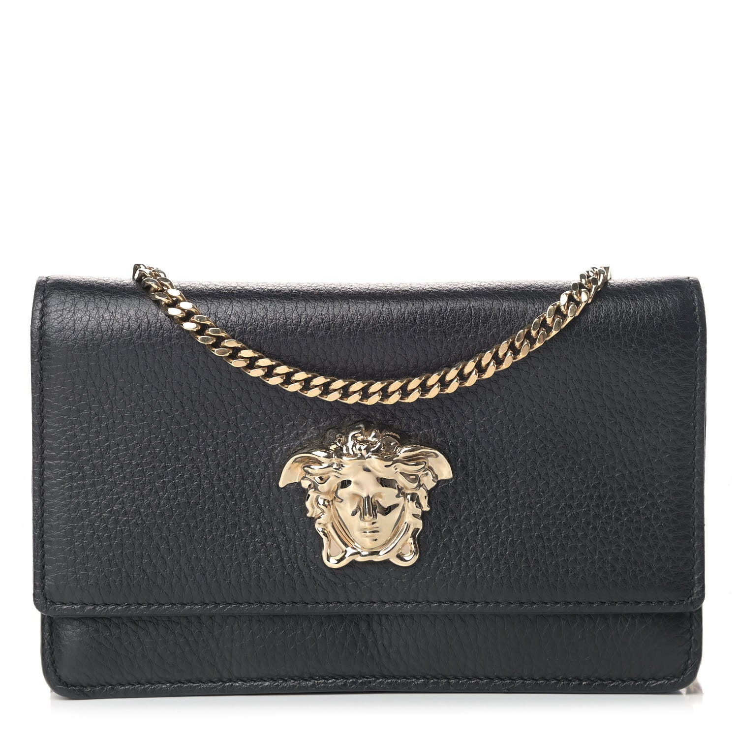 Versace Grained Calfskin Medusa Evening Clutch Bag Black 1 of 6