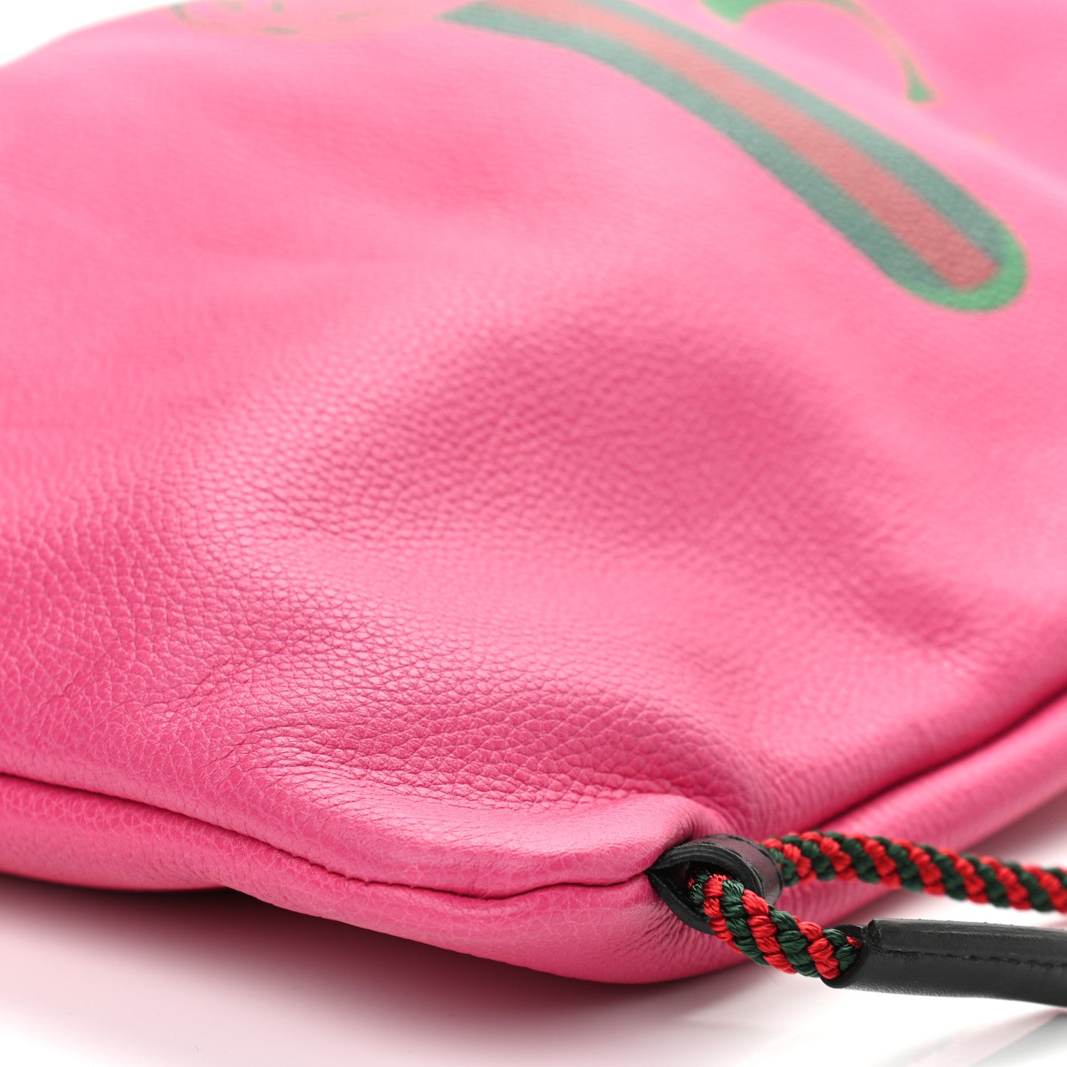 Gucci Grained Calfskin Logo Drawstring Backpack Box Pink Green Black 10 of 11