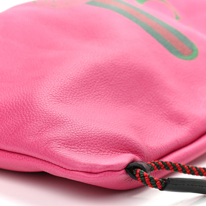 Gucci Grained Calfskin Logo Drawstring Backpack Box Pink Green Black 10 of 11